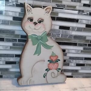 Wooden farmhouse primitive cat shelf or wall deco